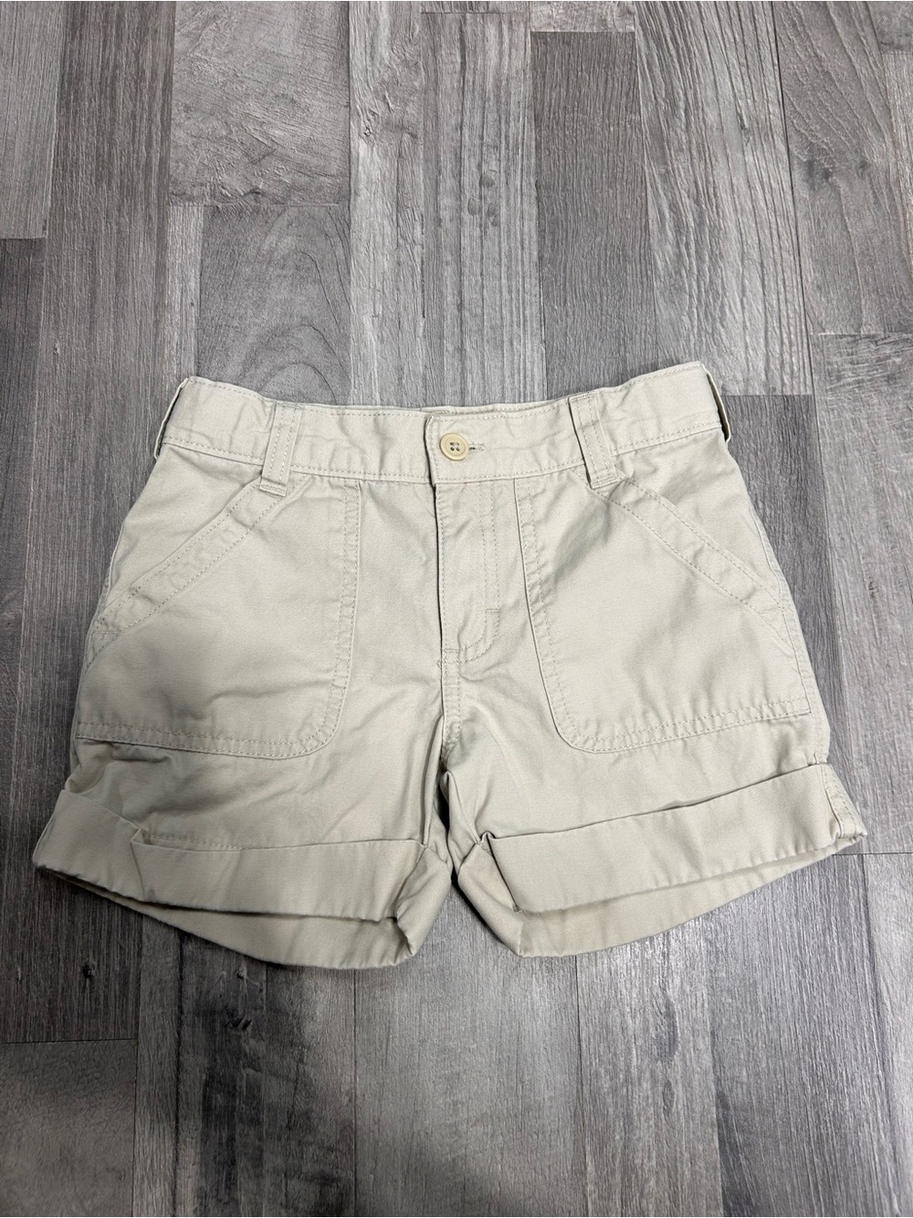 Oshkosh B'gosh Girls Khaki Embroidered Floral Back Pocket Shorts 7